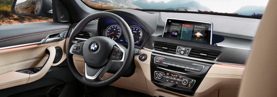 2022 BMW X1 steering wheel and dashboard
