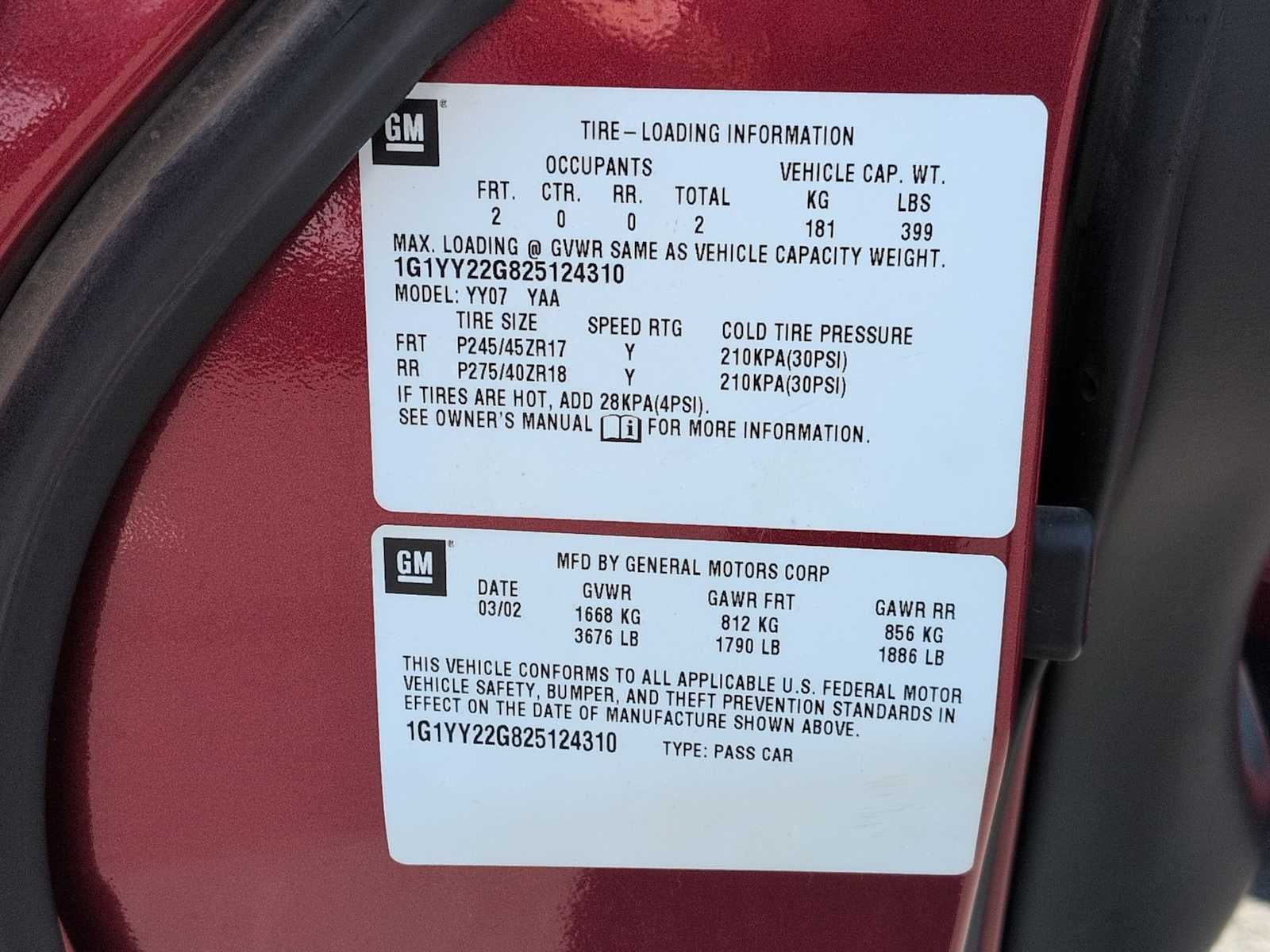 2002 Chevrolet Corvette 2dr Cpe