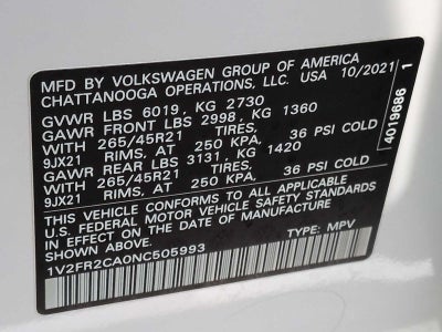 2022 Volkswagen Atlas 3.6L V6 SEL Premium R-Line