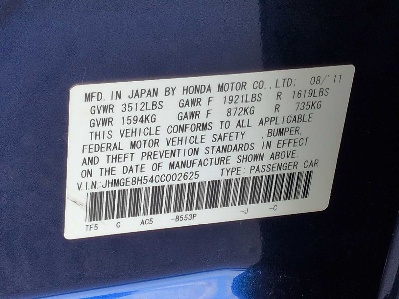 2012 Honda Fit Sport
