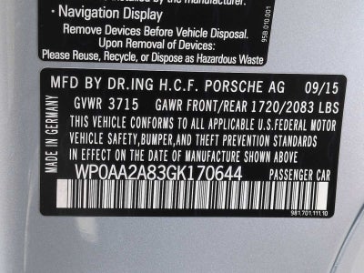 2016 Porsche Cayman 2dr Cpe