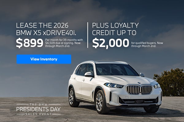 2026 X5 lease starting at $899 per month for 39 months
